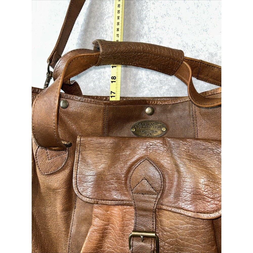 Vintage Overland Outfitters Brown Leather Weekender Travel Diaper Bag - Large - - Picture 16 of 16